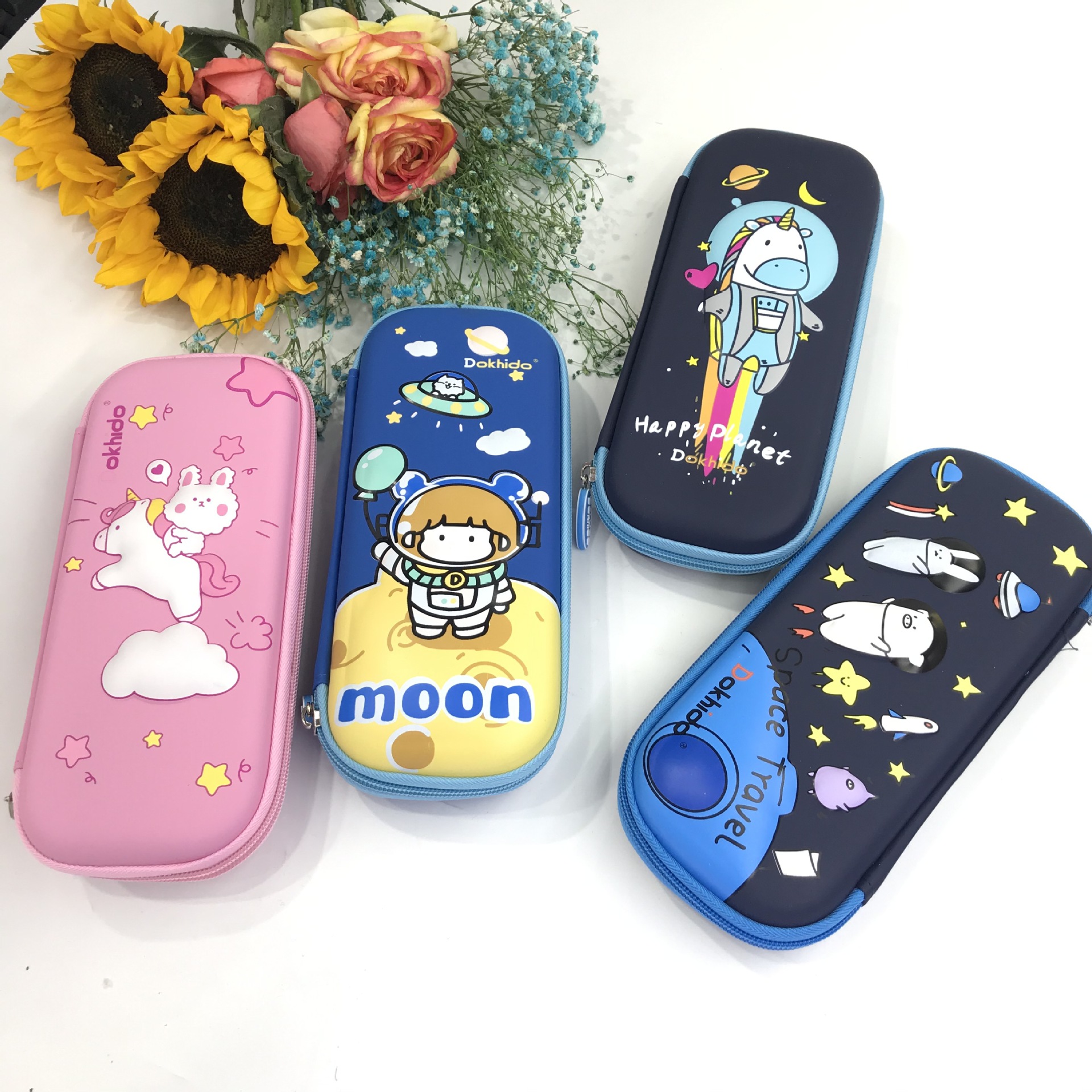 1016卡通文具笔盒礼品3D立体收纳盒文具盒独角兽太空人铅笔盒奖品