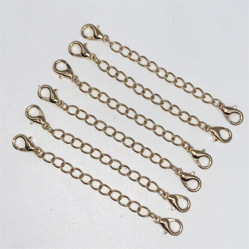 Hebilla de langosta de doble cabeza con cadena de cola cadena ajustable Cadena de extensión de cadena de cuerda de cuero material de joyería de bricolaje Cadena de todo partido al por mayor