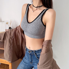 打底背心學生裹胸一體乳膠固定杯小胸抹胸少女親膚運動美背內衣女