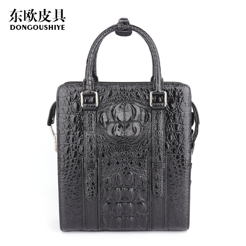 Password lock crocodile leather men's bag trendy new men's leather handbag commuter daily men's bag with lock
