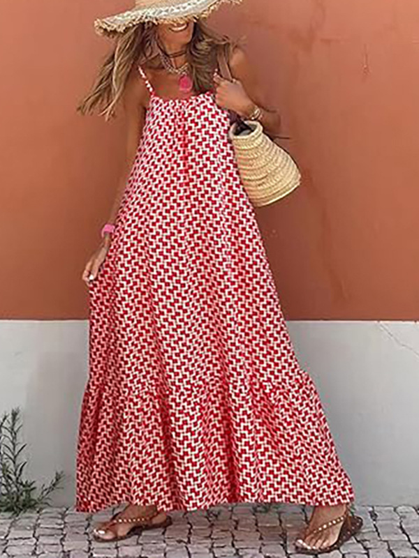 Damen Sommer Maxi Kleid Im Boho Stil V-ausschnitt Rüschen Design_voghion.com