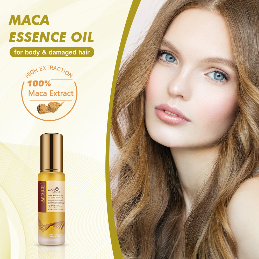 Karseell Aceite esencial para el cuidado del cabello marroquí original Hidratante Aceite para el cabello con frizz seco Suaviza la cola del cabello Aceite esencial para el cuidado del cabello Maca