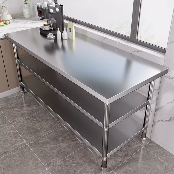 Thickened Stainless Steel Workbench Kitchen Storage Rack Operation Table Tabletop Vegetable Cutting Rack Household Chopping Board Commercial Use