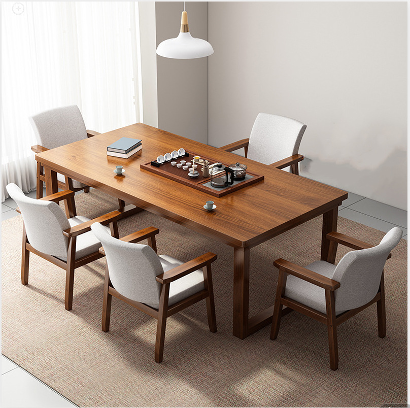 实木茶桌中式长条桌家用茶桌实木办公室大板泡茶桌茶桌椅一体家用