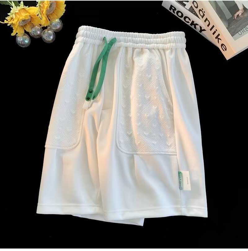 Hong Kong Style Heart Pattern Short Sleeve Shorts Set Couples_voghion.com