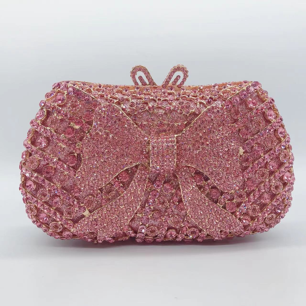 Metal hueco arco con diamantes bolsa de cena transfronteriza bolsa de mujer cadena bolsa de embrague duro