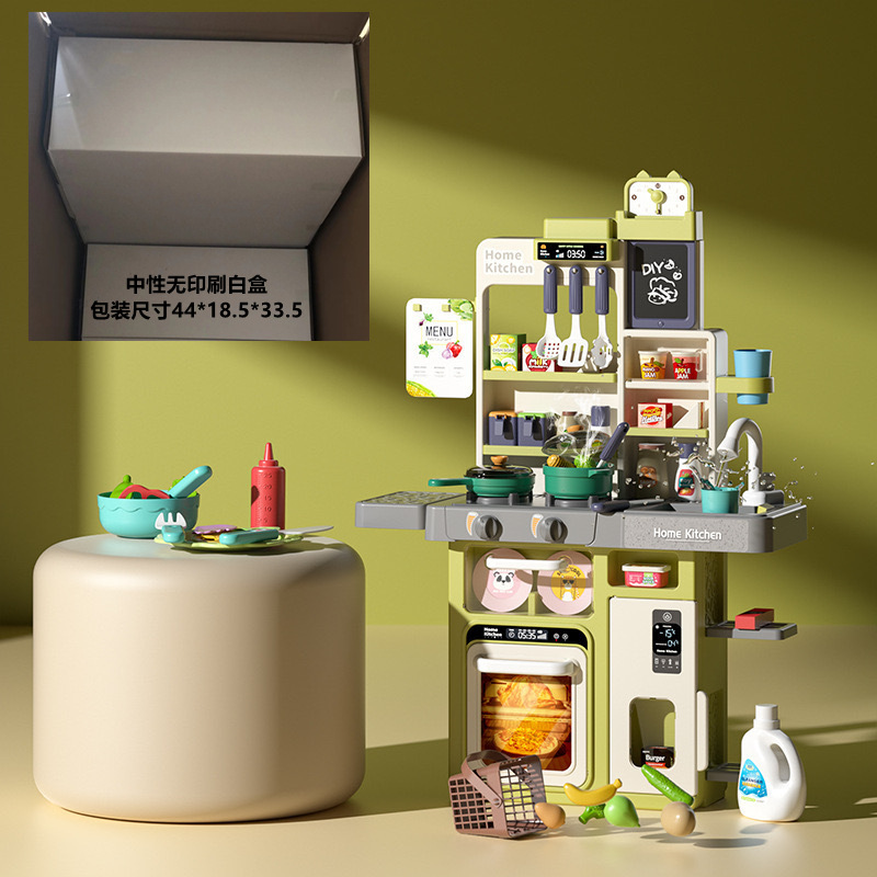 El comercio exterior de los niños de simulación spray cocina vajilla juego de mesa casa pan dispensador de agua cocina juego de juguetes de cocina de agua