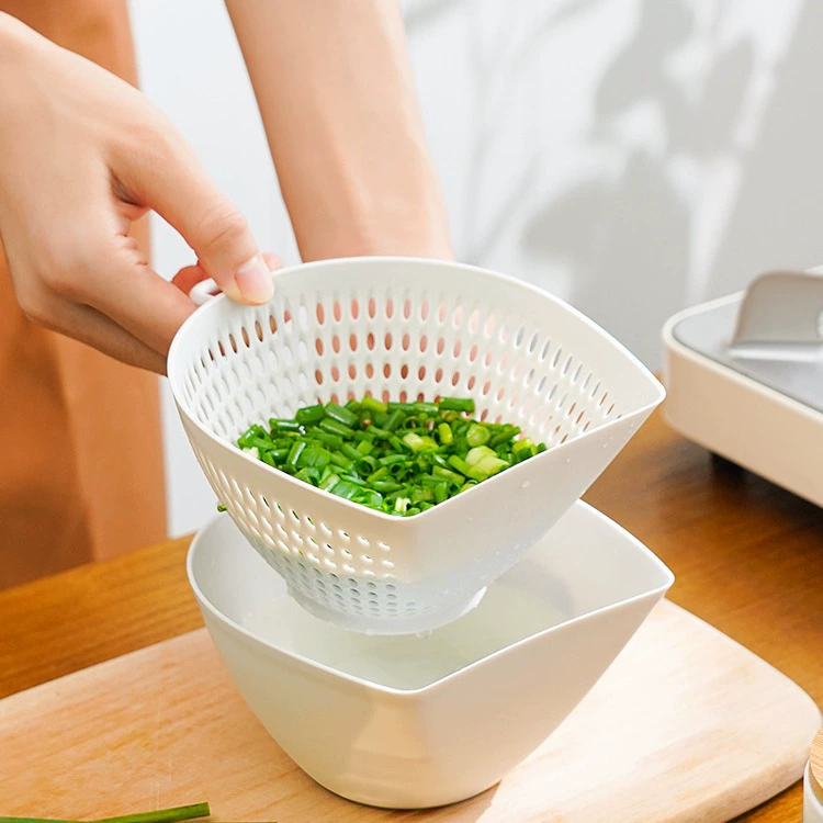 Двухслойная корзина для мытья овощей в японском стиле SP SAUCE, простая кухонная корзина для мытья овощей, бытовая корзина для слива зеленого лука, корзина для мытья фруктов, фильтрующая корзина для воды