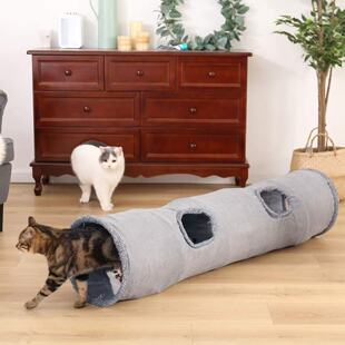 Amazon Hot Sale Suede Straight Through fleece-lined Foldable Cat Tunnel Pet Supplies Cat Toy