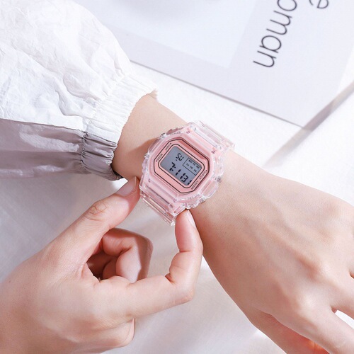 Factory Wholesale Hot Selling Sports Transparent Small Cube Instagram Electronic Watches for Men and Women Students Waterproof LED Watches