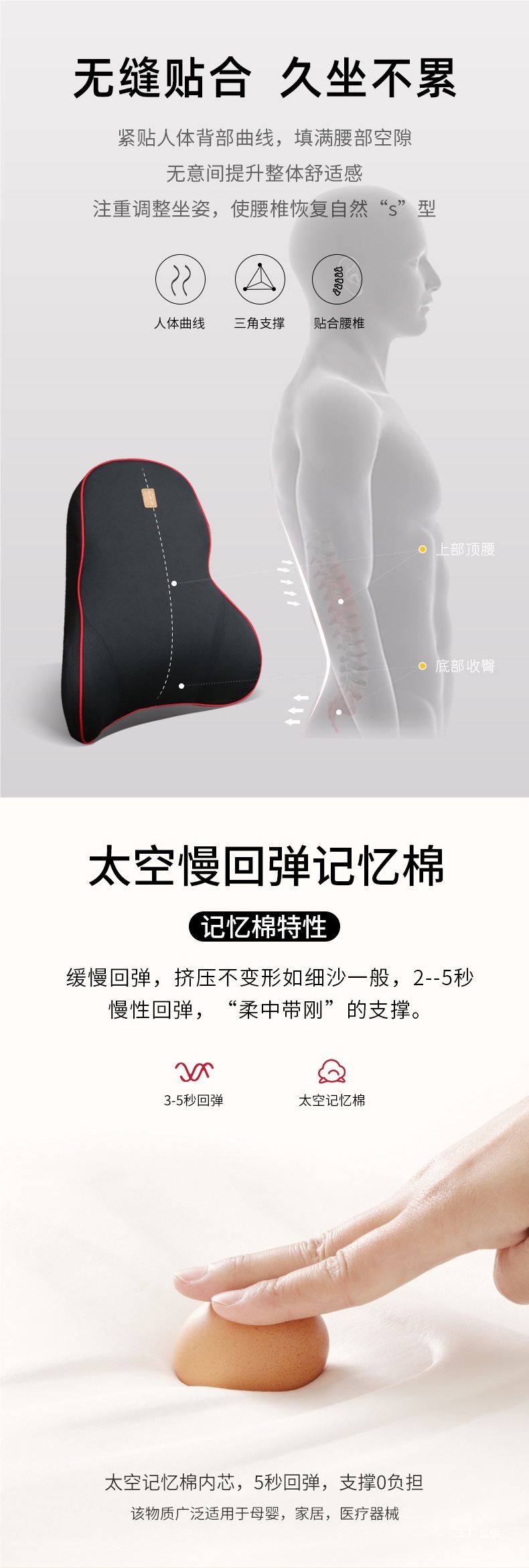 Car Lumbar Support Pillow Memory Foam Lumbar Cushion Backrest Waist Support Cushion Car Seat Lumbar Support Headrest