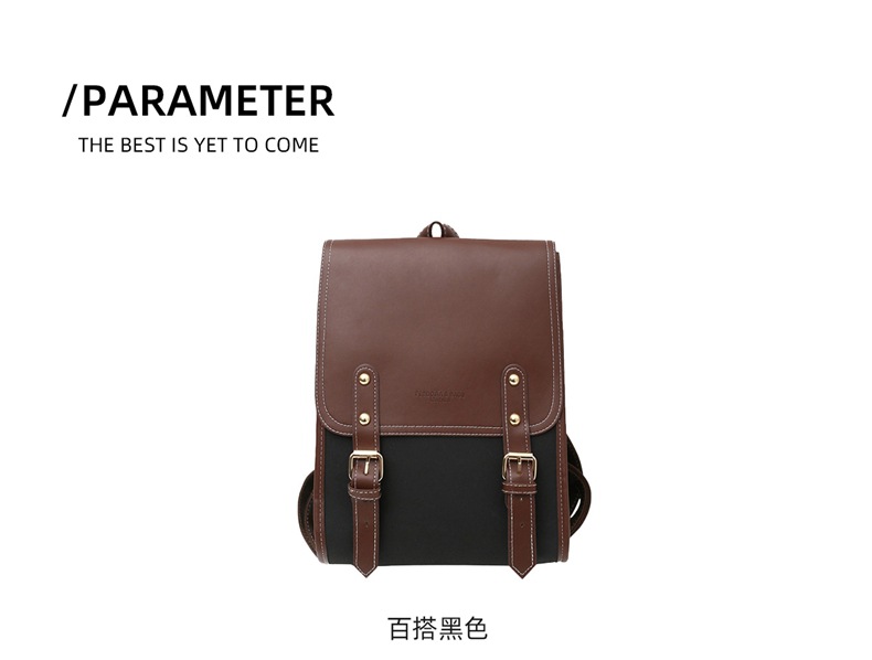 Ba lô nữ canvas phong cách retro Anh quốc, kiểu dáng đa năng cho sinh viên — Màu đen chi tiết 7