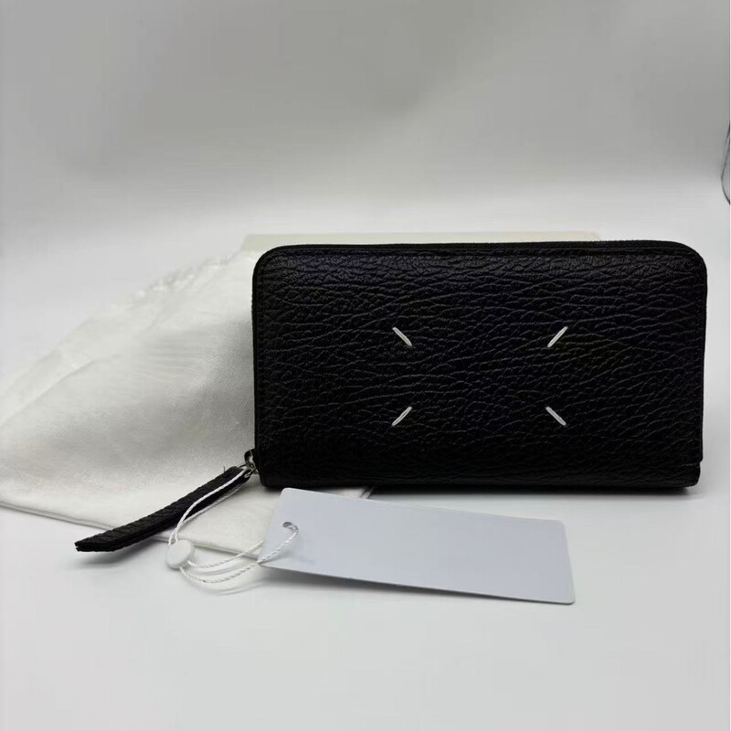 Mm Style 24Ss Trendy Brand New Stitched Design First-Layer Cowhide Card Holder Long Zipper Wallet