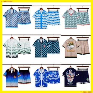 Summer thin shirt, retro set, beach trousers hip-hop style