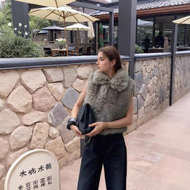 Winter fashion exquisite fur vest欧美高级美环保长毛皮草马甲
