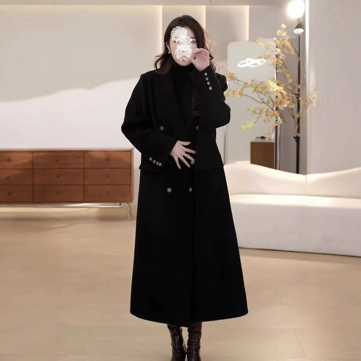 Спот 6657 высокого класса легкий и экстравагантный большой размер женская средняя длинная шерстяная куртка женский 2024 зимний новый шерстяной пальто