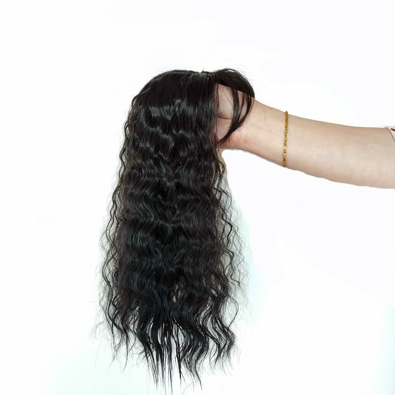 Künstliches Haar Perücke Stück Overhead Neuauflage Stück Falscher Pony Damen Mais Heißes Lockiges Haar Bedeckendes weißes Haar Abdeckung Pad Haar Natürlich Atmungsaktiv_voghion.com