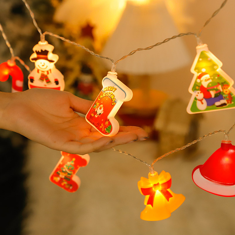 Decoración navideña, luces de colores, luces intermitentes, luces de cadena, alces huecos, luces colgantes, decoración de la habitación de la niña, atmósfera del maletero