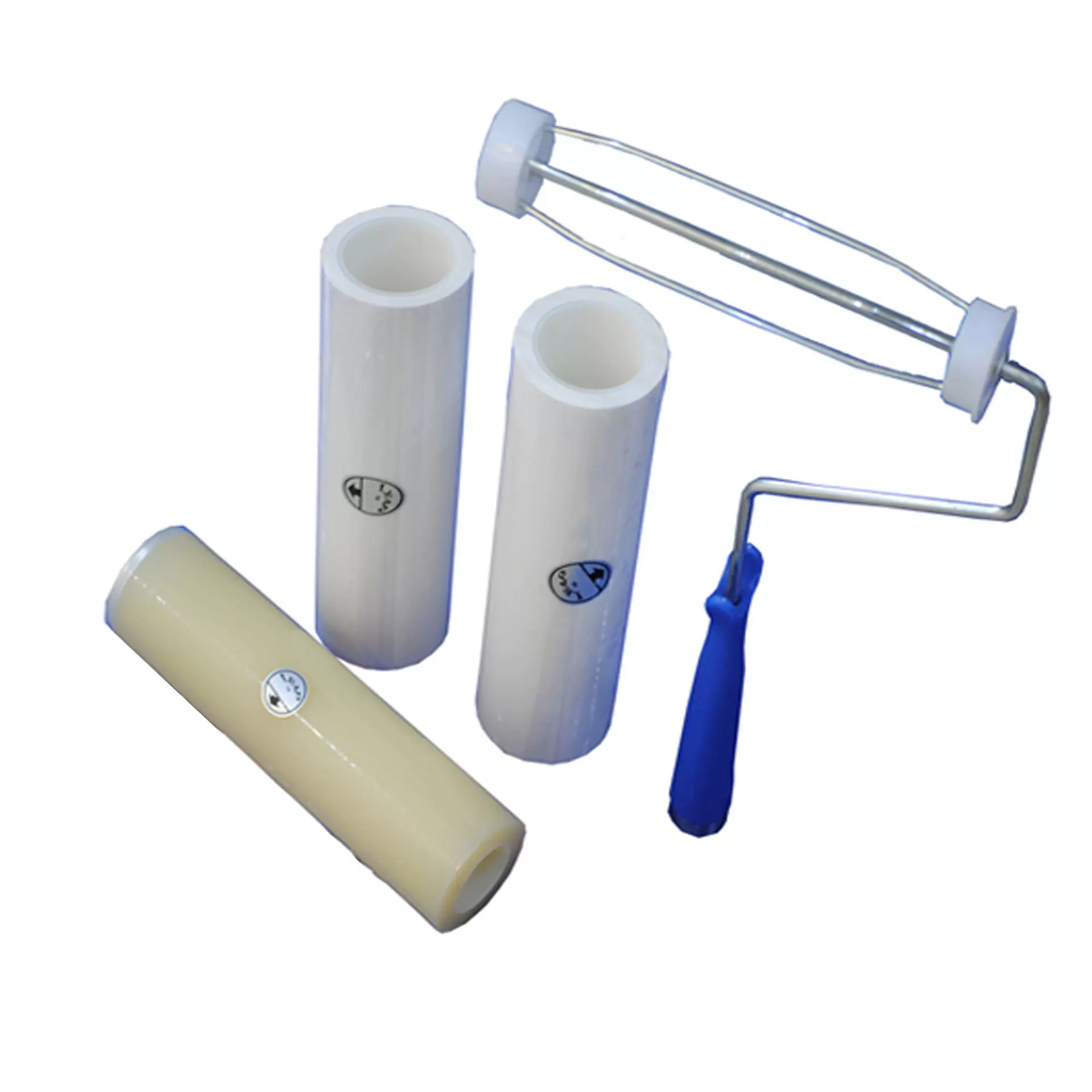 可撕式滚轮PE粘尘滚筒无尘车间点断式蓝白色工业用除尘滚筒4英寸