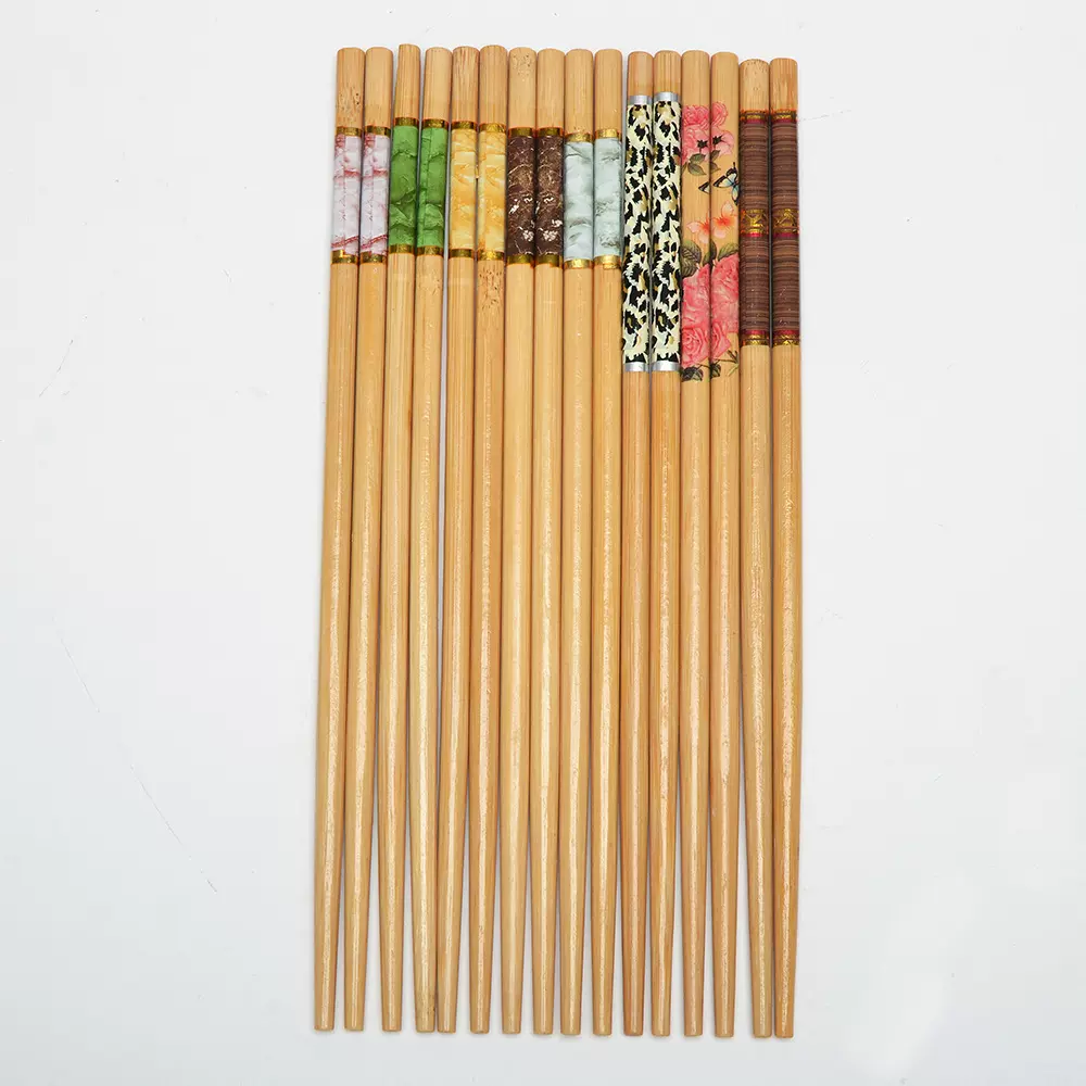 五色大理石纹印花筷7.0mm 24cm竹筷批发 多色散装筷子泰