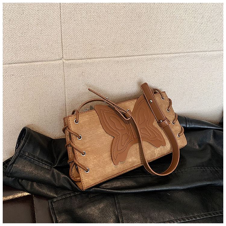 Women's Small Pu Leather Solid Color Butterfly Streetwear Zipper Underarm Bag display picture 5