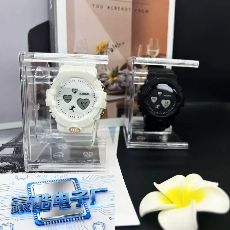 盒装时尚女学生韩版简约初中青少年学生手表情侣运动电子手表批发