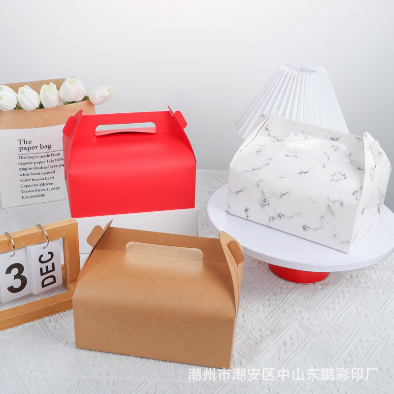 大号手提西点盒烘焙包装雪花酥礼品盒蛋黄酥饼干外卖打包盒牛皮纸