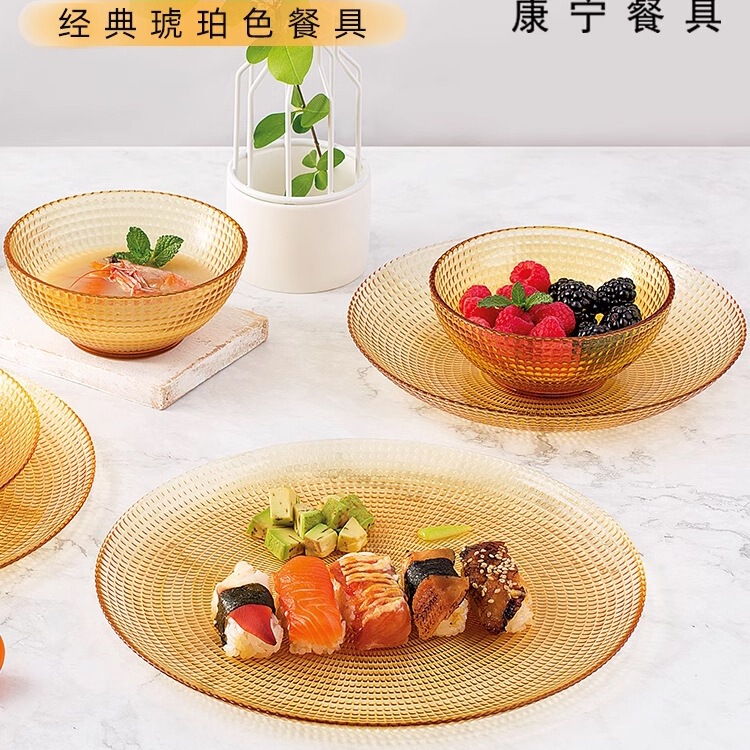 Corning Glass Tableware Set for Home Use, Including Rice Bowls, Noodle Bowls, Soup Bowls, Glass Bowls, High Temperature Resistant, High Aesthetic Value
