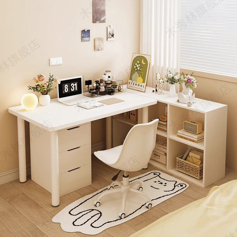 Computer Desk, Home Office Desk with Drawers, Study Desk, Ins-Style Student Bedroom Writing Desk, Rental Room Desk