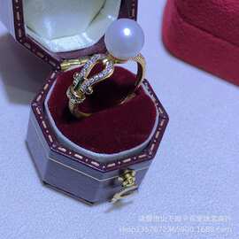 马蹄戒指通体S925纯银戒指珍珠银配件 DIY珍珠戒指银配件空托 J28