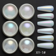 跨境新款美甲魔镜粉镀金银镭射粉水波纹指甲霓虹粉