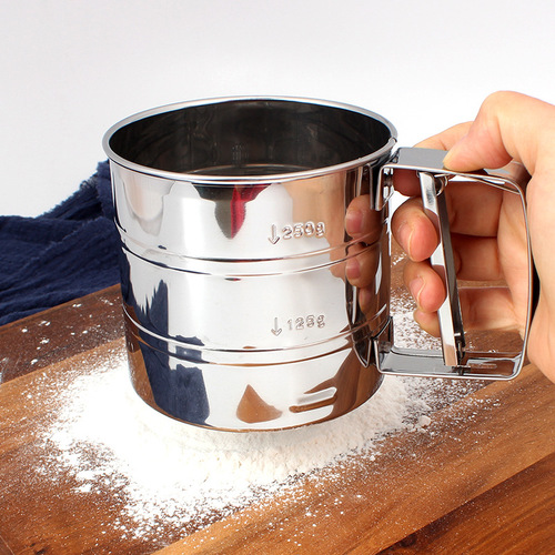 量大可议价 小号半自动手持压式面粉筛网糖筛不锈钢材质 烘焙工具