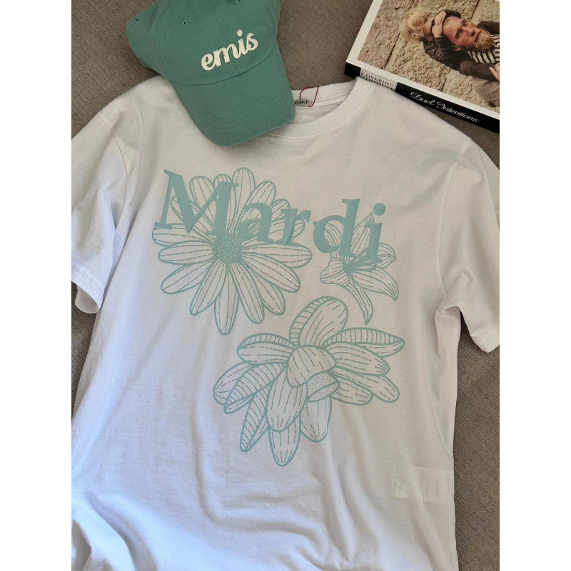 【カウンター品質】韓国マルディトレンドブランド半袖Tシャツリトルデイジードーマンプリントラウンドネックピュアコットンクロスボーダー|undefined