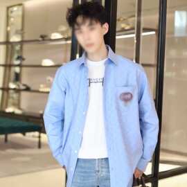 南油跨境26款新品G家长袖纯棉口袋刺绣时尚经典款轻奢风格衬衫男