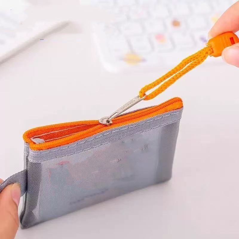 二層メッシュ収納ジッパーバッグ旅行ポータブルパスポート ID カード収納データコイン化粧品収納袋|undefined