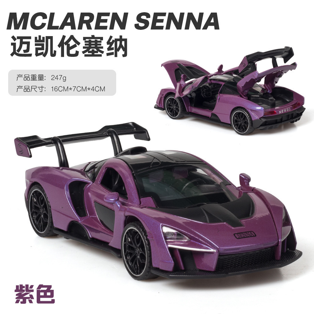 (A granel) nuevo modelo de coche de aleación austriaco 1:32 McLaren Senna con sonido y luz pull back juguete modelo de coche deportivo adornos