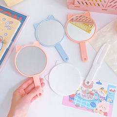 Girly heart handheld vanity mirror student dormitory portable cartoon cute small mirror comb two-in-one set