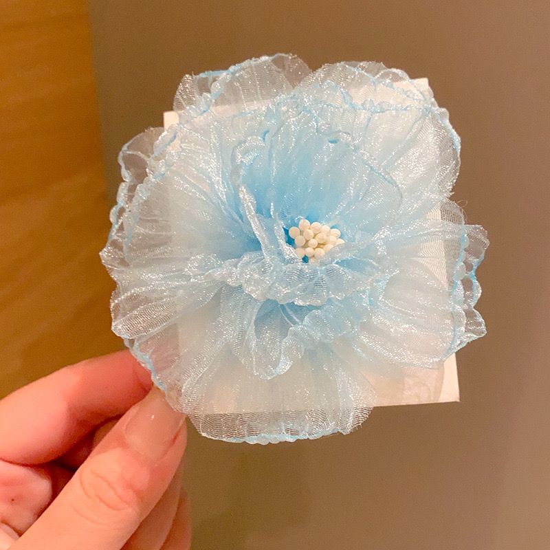 超仙儿童网纱花朵发夹公主侧边鸭嘴夹网红不伤发宝宝女孩头饰发饰|undefined