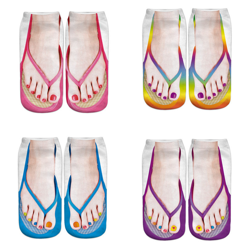 New explosions flip-flops 3D socks explosion three-dimensional printed socks factory direct flip-flops socks nail socks