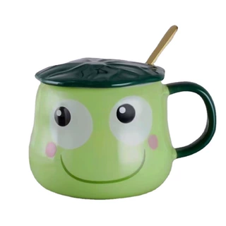 创意卡通手机支架杯猫咪小兔子杯小熊杯青蛙杯陶瓷杯陶瓷马克杯