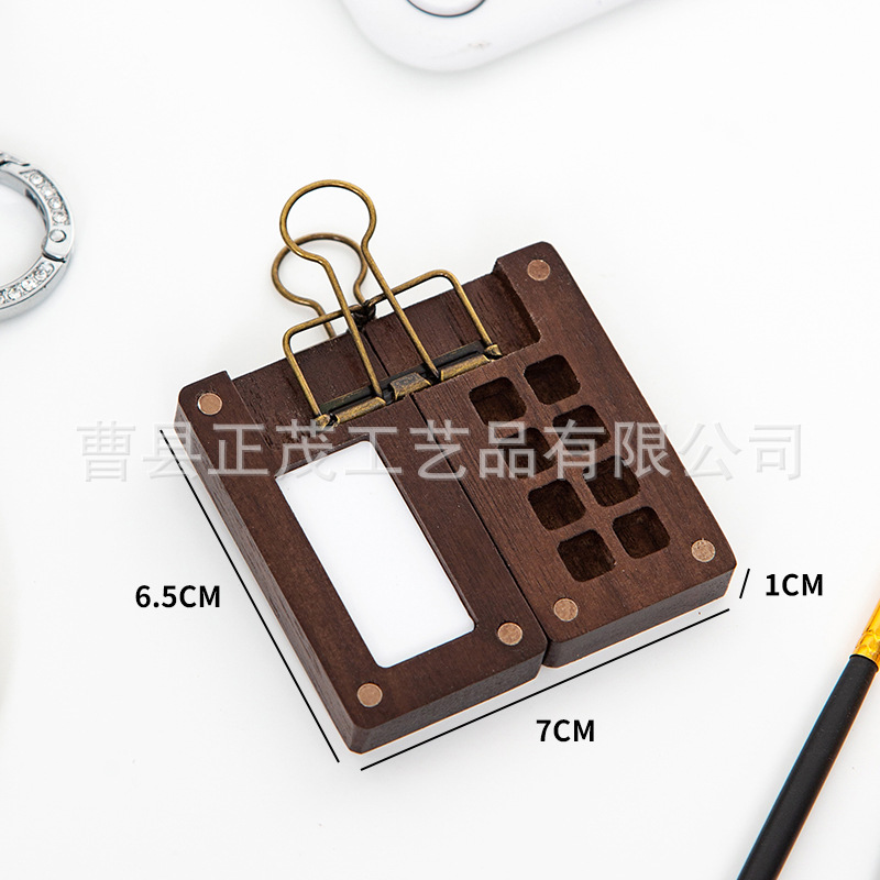 Goma pintado de nuez estilo ins hecho a mano para niños, caja de subensamblaje de pintura sólida, caja de madera portátil, caja de paleta de acuarela de 15 compartimentos