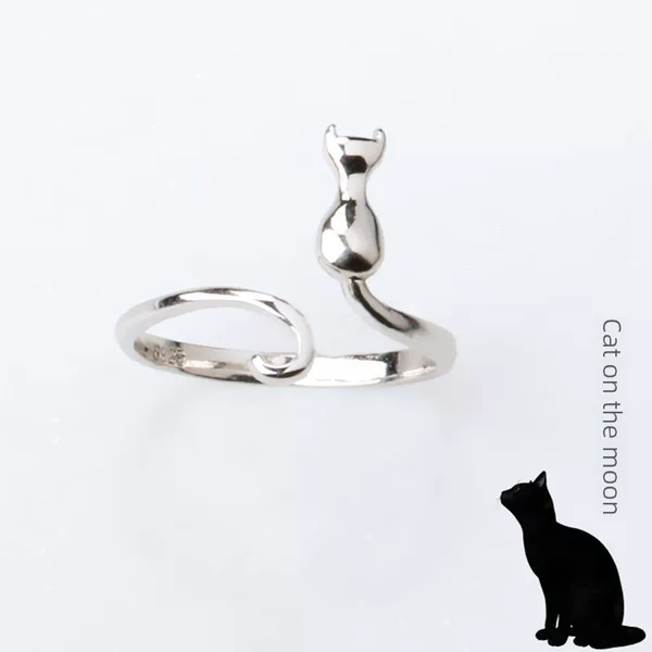 Cross-Border Popular Cat-Shaped Open Ring Crochet Accessories with Thread, Knitted Tail Ring Jewelry, Factory Wholesale