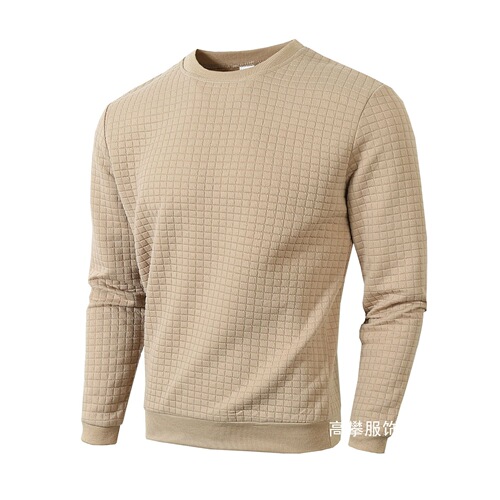 Code Autumn/Winter New Slim Fit Round Neck Long Sleeve Checkered Personality European and American Style Casual Base Shirt for Men Wholesale
