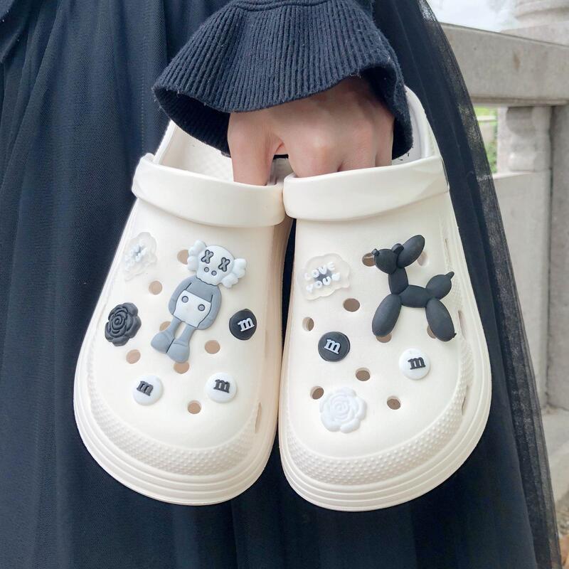 Baotou slippers eva hole shoes women's thick-soled non-slip deodorant high-heeled outdoor summer health care sponge beach sandals