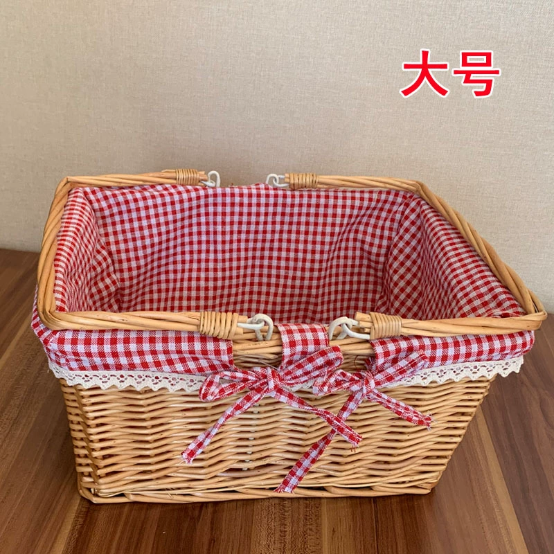 Корзина из ротанга для хранения цветов, корзина для покупок, корзина из ротанга, объёмная корзина зеленая для пикника