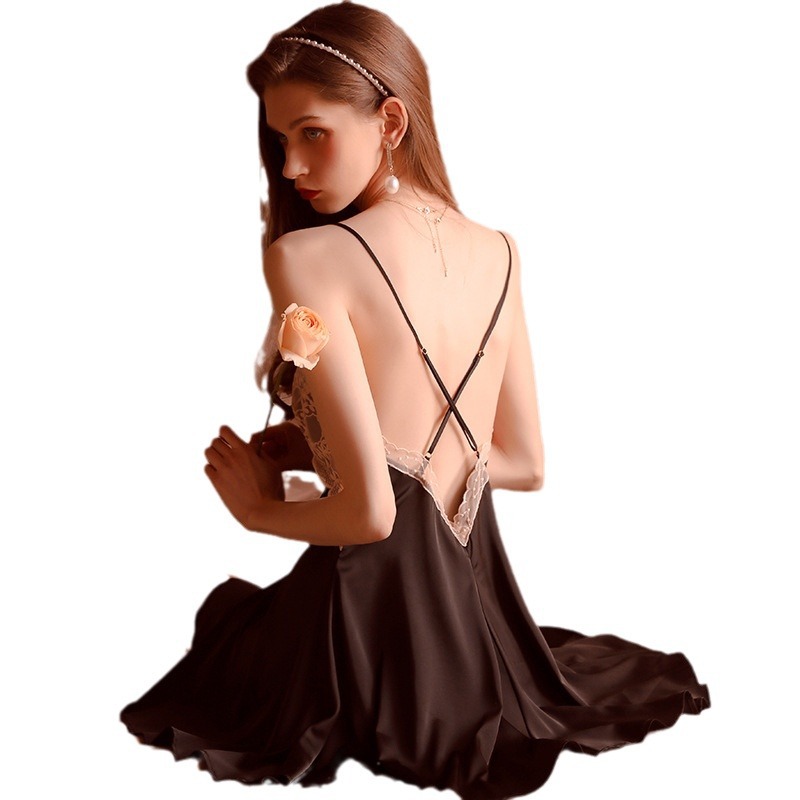 2021 nuevo invierno sexy pijamas de las mujeres puro deseo verano seda del hielo Correa encaje camisón 187