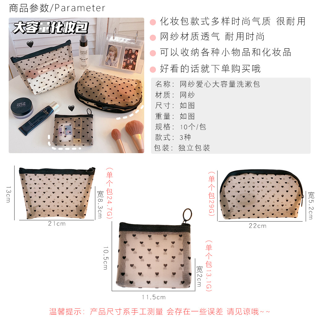 Fashion Mesh Cosmetic Bag Storage Bag Simple Large-capacity Portable Cosmetic Storage Bag display picture 1
