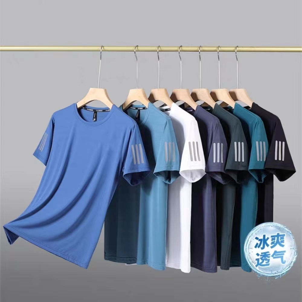 Fashionable thin quick dry silk short sleeve T-shirt