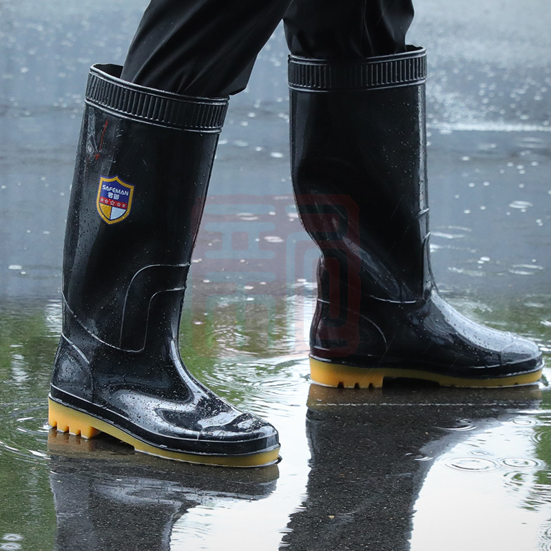 君御807高筒PVC雨靴牛筋底耐磨耐油防滑食品厂防水靴中筒男女水靴
