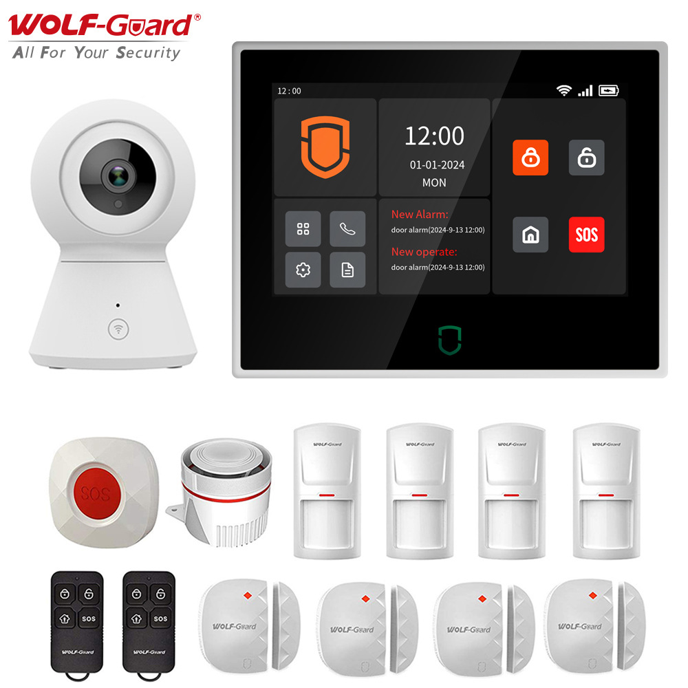 Graffiti transfronterizo de 7 pulgadas pantalla táctil completa alarma host adaptado al envejecimiento doméstico inteligente wifi + sistema de alarma de seguridad 4g